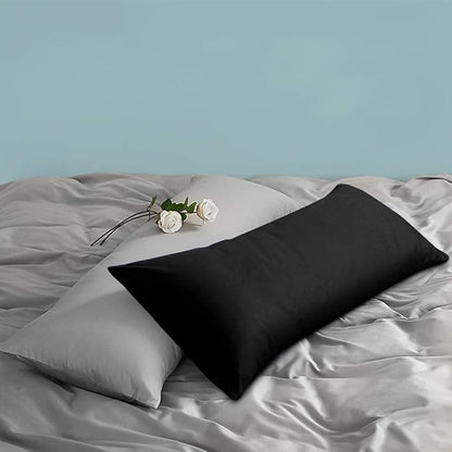 FLXXIE Body Pillow Cover - Super Soft Microfiber 20x54 Body Pillow Case - Envelope Closure, Wrinkle, Stain Resistant 20x54 Long Pillowcase, Black