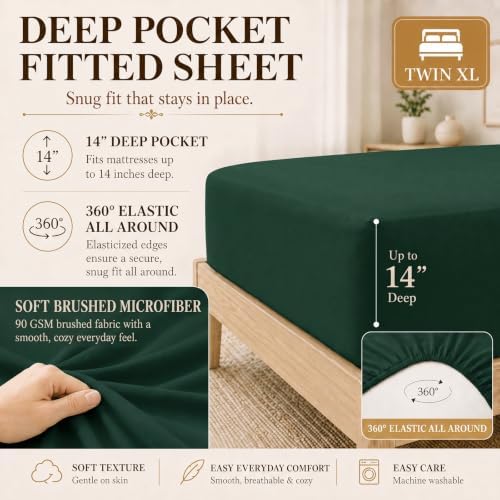 CozyLux Twin XL Comforter Set Emerald Green - 5 Pieces Complete Bedding Set