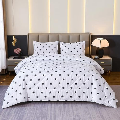 Caressma Star Galaxy White Comforter Set Twin Size 2pcs with Pillowcase