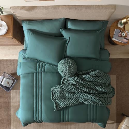 Twin XL Comforter Set-5 Pieces Blue Green Bed in a Bag Twin Bedding Sets