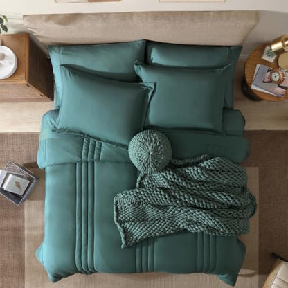 Twin XL Comforter Set-5 Pieces Blue Green Bed in a Bag Twin Bedding Sets