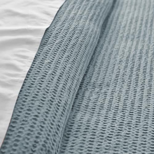 Levtex Home Cloud Waffle Twin/Twin XL Comforter Set (68x88in) with 1 Pillow Sham (26x20in) - Solid Waffle Cotton Texture - Chambray - 100% Cotton Twin Size Comforter Set - Soft, Pre-Washed
