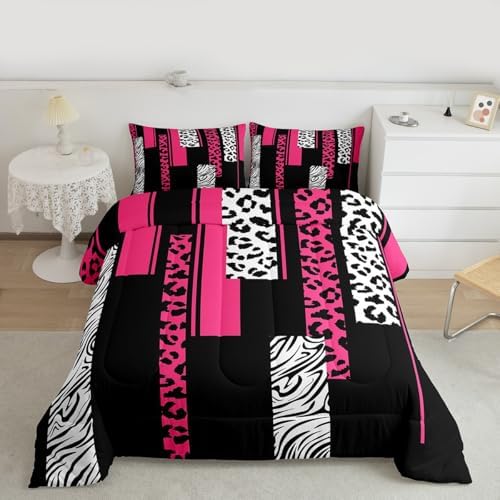 Feelyou Animal Print Leopard Zebra Comforter Set Queen Size Kids Boys