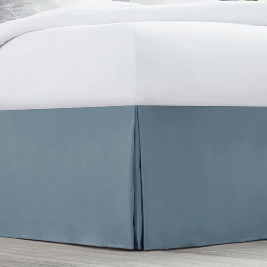 Nestl Stone Blue Bed Skirt Cal King Size - Cal King Bed Skirt 14 Inch Drop - Brushed Microfiber Bed Skirts - Hotel Quality Pleated Bed Skirt - Shrinkage & Fade Resistant