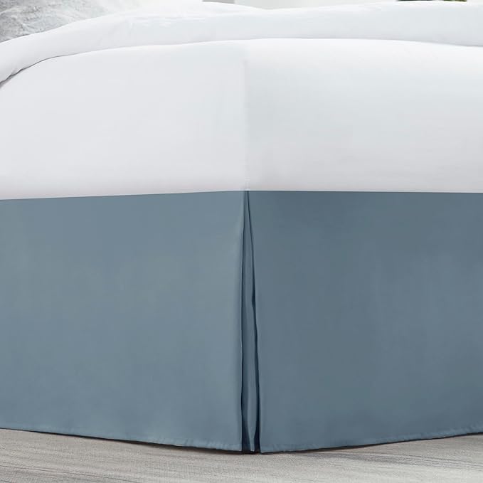 Nestl Stone Blue Full XL Bed Skirt - Full XL Size Bed Skirt 14 Inch Drop - Brushed Microfiber Bed Skirts - Hotel Quality Pleated Bed Skirt - Shrinkage & Fade Resistant