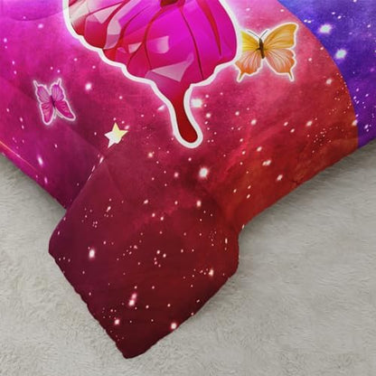 Nttopship Red and Blue Butterfly Comforter Set Queen Size,100% Soft Ultra-Fine Fiber Four Season Printed Comforter Set with 1 Comforter and 2 Pillow Case