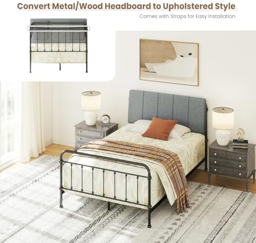 Twin Size Headboard Only-No Assembly Required, Dark Gray