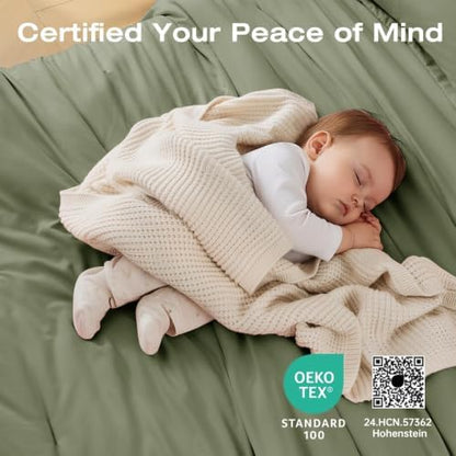 Sasttie Queen Comforter Set 7-Piece Sage Green, Pre-Washed Bed in a Bag