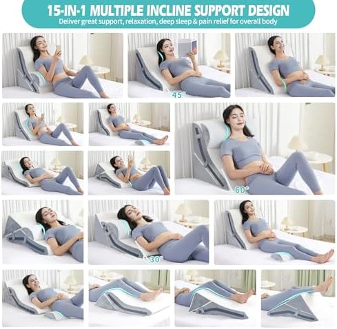 Simpledad Wedge Pillow for Sleeping, 3PCS Orthopedic Bed Wedge Pillow Set