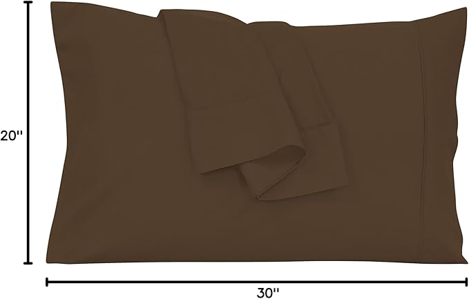 Royale Linens Queen Pillowcase Set of 2 - Bed Pillow Cover - 20x30 - Chocolate Pillowcases - 1800 Brushed Microfiber, Wrinkle & Fade Resistant - Soft & Cozy- Queen Size Pillow Case (Chocolate)