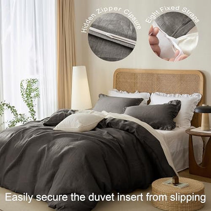 Talasily 100% French Linen Twin Duvet Cover Set, Organic Linen