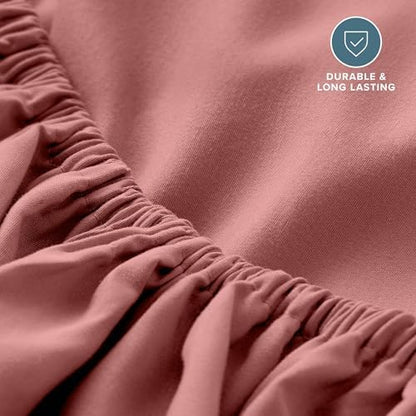 Bare Home King Fitted Sheet - 1800 Ultra-Soft (King, Dusty Rose)