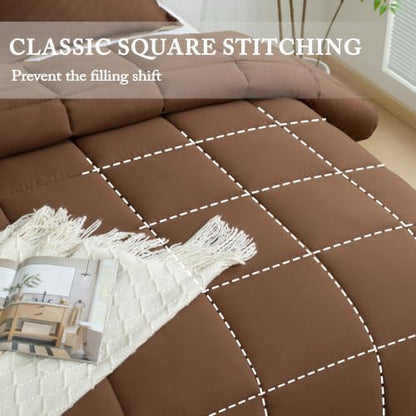 HIG 3pc Chocolate Queen Size Bedding Comforter Set Duvet Insert Blanket