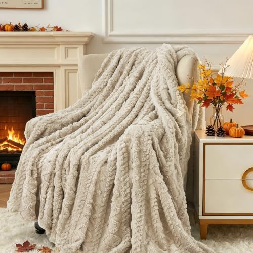 Aganear Fleece Throw Blanket for Couch Sofa 60"x80" Khaki
