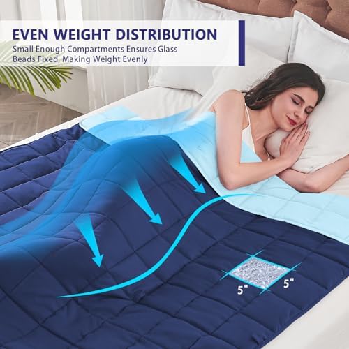 yescool King Size Weighted Blanket for Adults 30lbs, 80” x 87”, Navy & Blue
