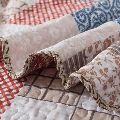 HoneiLife Microfiber Quilt Sets King - Lightweight Bedspreads 3-Piece, Checkered Coverlets for King Bed, Vintage Bedding Sets All Season Use