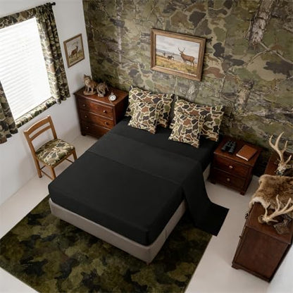 Erosebridal Deer Bear 7 Piece Bedding Set Queen Camo Comforter Set with Sheets Hound Turkey Wolf Army Print Bed in a Bag Brown Farmhouse Camouflage for Kids Boys Girls
