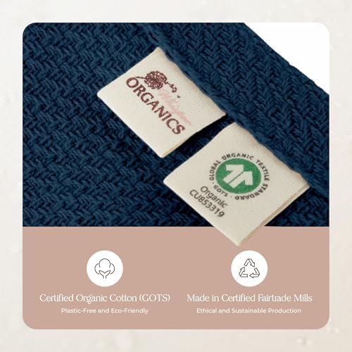 100% Organic Cotton Blanket - GOTS & Fairtrade Certified Organic Cotton Throw Blanket for Bed with a Heavy & Breathable Single Knit Weave - Great as Bedspread or Coverlet (Navy, Twin)