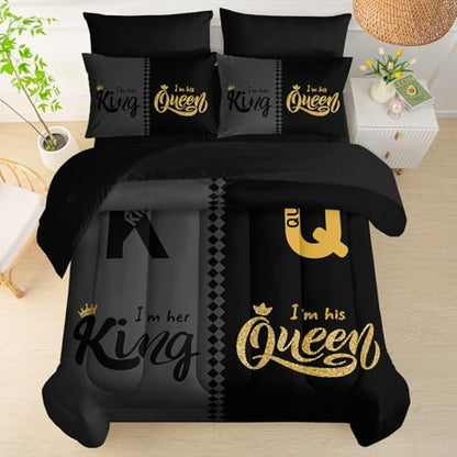 QOOMO Crown Queen and King 7 Pieces Comforter Set Full Size