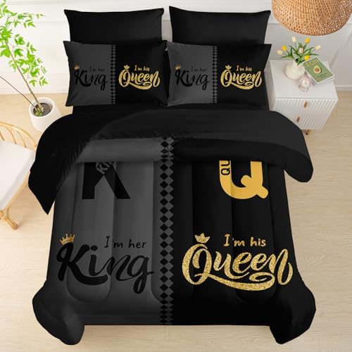 QOOMO Crown Queen and King 7 Pieces Comforter Set Twin Size