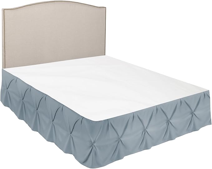 Nestl Stone Blue Bed Skirt King Size, Pinch Pleat King Bed Skirt, 14" Inch Drop King Bedskirt, Hotel Quality Stone Blue Bed Skirts, Premium Microfiber Bedskirt for King Bed, Stone Blue King Bed Skirt