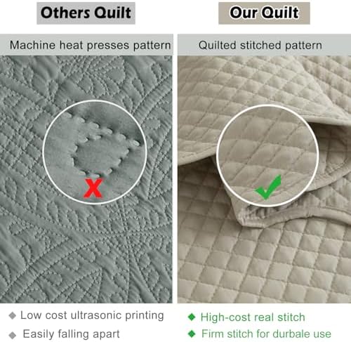 EVENHUG Oversized King Bedspreads California King Quilt Set with Pillow Shams Extra Wide Large King Size Quilts Lightweight Coverlet Bedding Sets Taupe 120"x128"