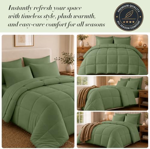 Anluoer Queen Comforter Set 7 Piece, Soft Bed in a Bag Queen Bedding Sets