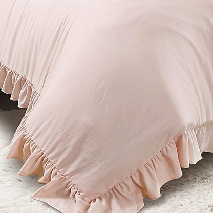 Lush Decor Reyna Ruffle Comforter Set - 3 Piece Cozy Ruffled Bedding Set - Timeless Elegance and Comfort for Dorm Room - Full/ Queen, Blush