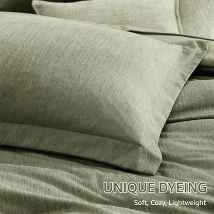 Monbix Oversized Queen Comforter Set Sage Green 7 Pieces Bed in a Bag