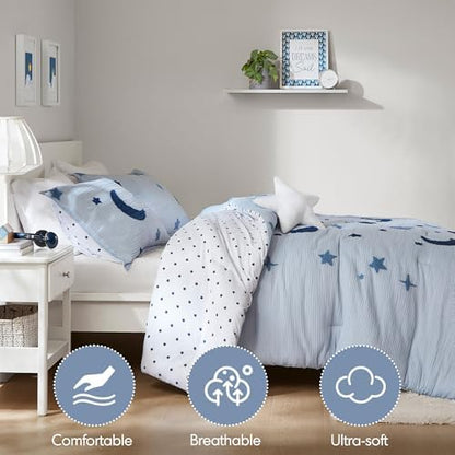 Intelligent Design Kids Blue Star Moon Twin Comforter Set, 3pc