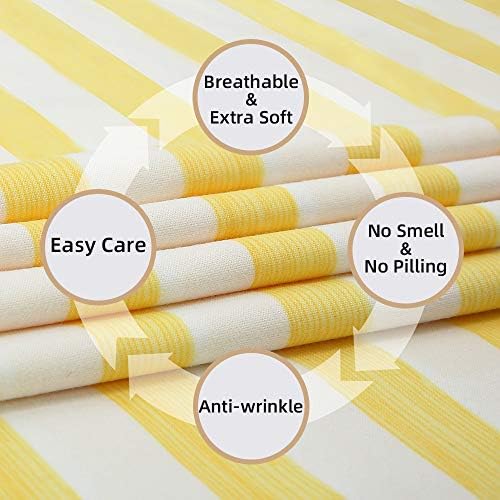 Best Season 4 Piece Stripe Microfiber Stripe Sheet Set - Super Soft Luxury Hotel Deep Pocket,Stain, Fade & Wrinkle Resistant Bedding Set (Yellow,Full Size)