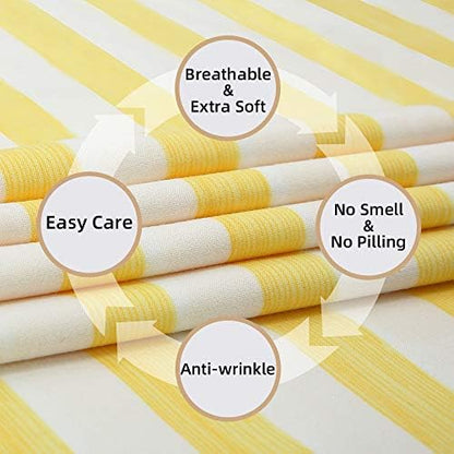 Best Season 4 Piece Stripe Microfiber Stripe Sheet Set - Super Soft Luxury Hotel Deep Pocket,Stain, Fade & Wrinkle Resistant Bedding Set (Yellow,Full Size)