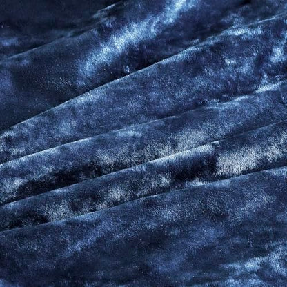 Fredsure Distressed Velvet Comforter Set, 5 Pieces Navy King, Distressed Velvet Face and Brushed Microfiber Reverse