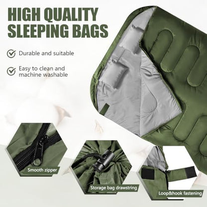 Camping Sleeping Bags for Adults Kids Waterproof Lightweight Sleeping Bag for Cold Weather or Warm Backpacking Hiking Mountaineering Indoor Outdoor Use