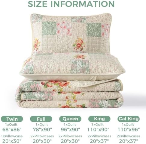 Mybedsoul Beige Boho Quilts Queen Size, Patchwork Reversible Bedding Set