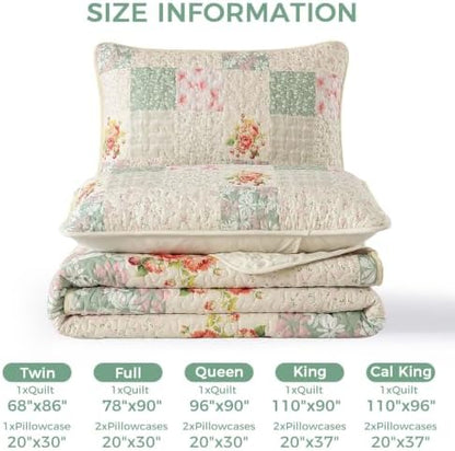 Mybedsoul Beige Boho Quilts Queen Size, Patchwork Reversible Bedding Set