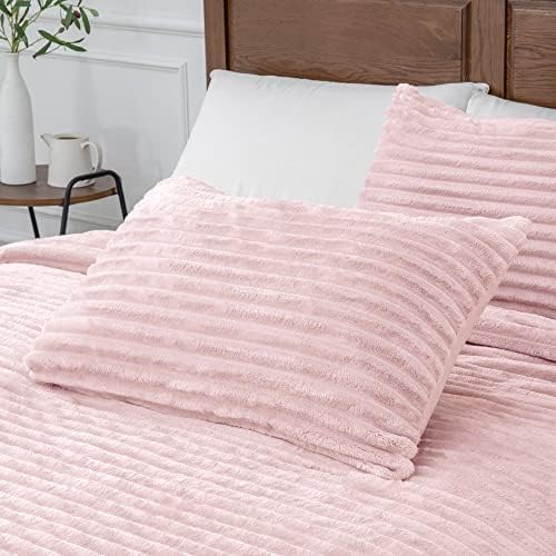 BEDELITE Fleece Twin/Twin XL Comforter Set, Fluffy Bed Set, Pink