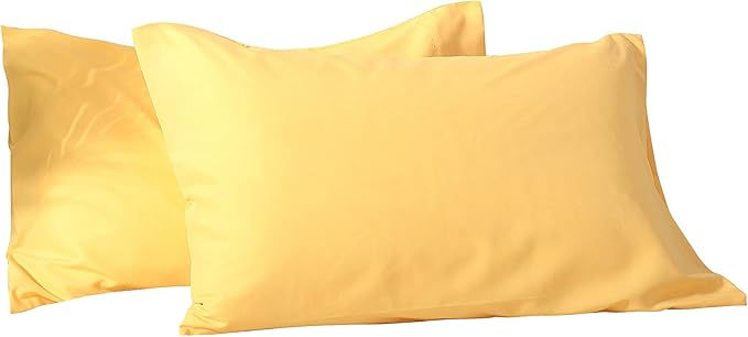 Evolive Ultra Soft Brushed Microfiber Standard Size 20"x30" Pillowcases Pair Set of 2 with Envelope Closure (20"x30" Standard, Yellow)