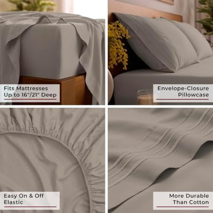 Mellanni Iconic 3-Piece, Ultra Soft Sheet Set (Twin XL, Tan)
