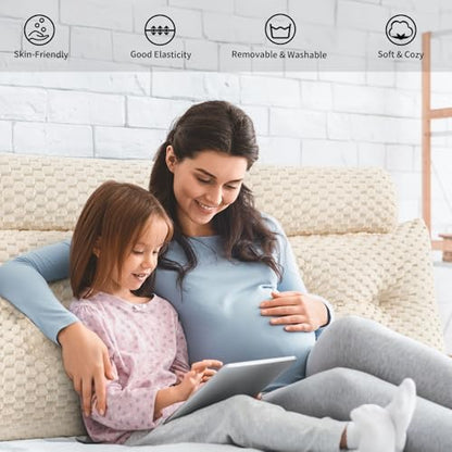 EUHAMS Headboard Pillow Queen with Neck Roll, Triangular Backrest Pillow