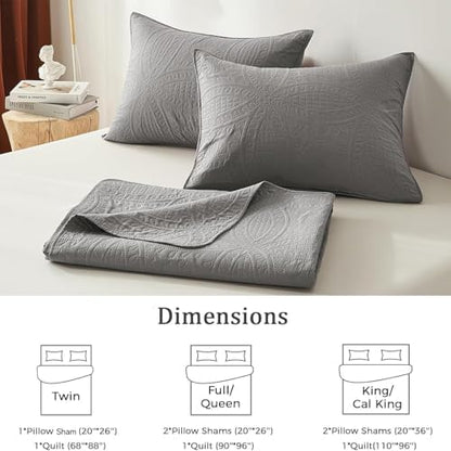 akkialla Twin Quilt Bedding Set,Grey Ultrasonic Quilt Set,Lightweight Soft Bedspread Coverlet,Modern Style Coin Pattern Bed Cover for All Seasons,2 Piece(1 Quilt,1 Pillow Sham)