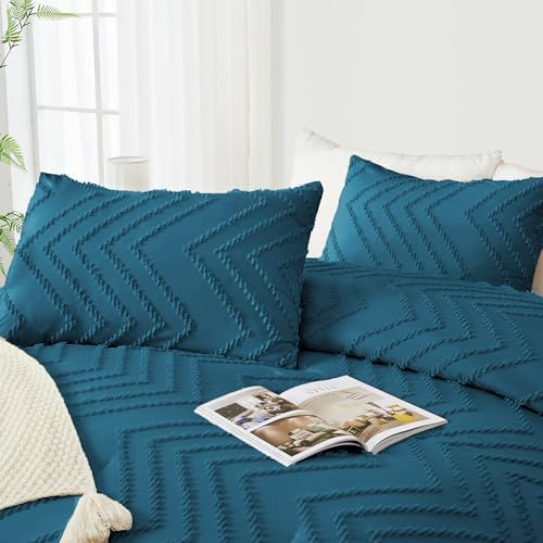 Andency Teal Comforter Set Queen Size, 3 Pieces Boho Bed Set