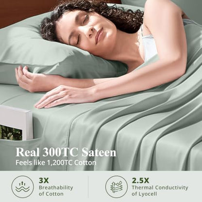 Bamboo Viscose Sheet Set King Size, Cooling Sheets Bed Set 4pcs