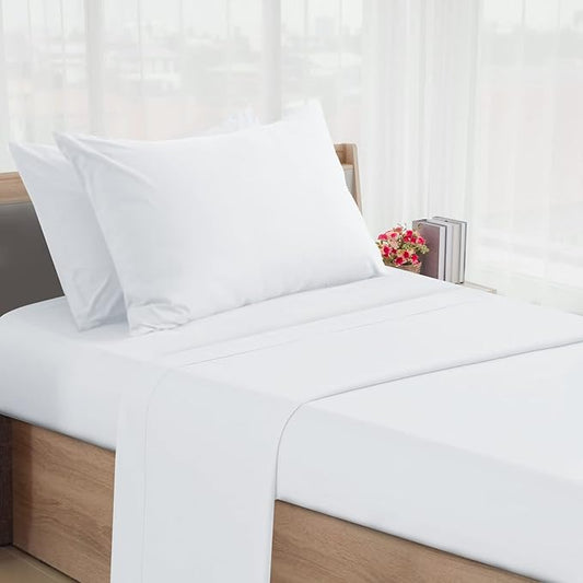 SPRINGSPIRIT Cot Sheets - 30" x 75" x 9", 4 Piece Set, Fitted Sheets for Twin/Camp Bunk/RV Bunk/Guest Beds, White