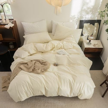 FOSSA Duvet Cover Set 100% Washed Cotton Linen Feel King