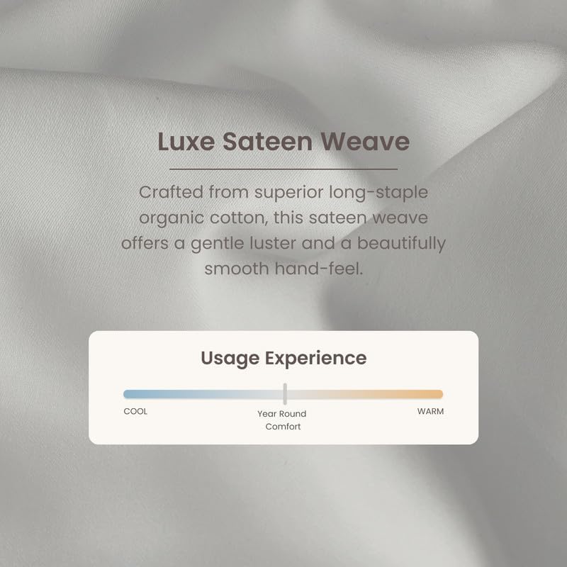 Bioweaves 100% Organic Cotton 1 Fitted Sheet Queen Size Only | 300 Thread Count Sateen Weave GOTS Certified with Deep Pocket - Silver