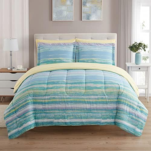 Sweet Home Collection 7 Piece Comforter Set Bag Solid Color All Season Soft Down Alternative Blanket & Luxurious Microfiber Bed Sheets, Sorento, King