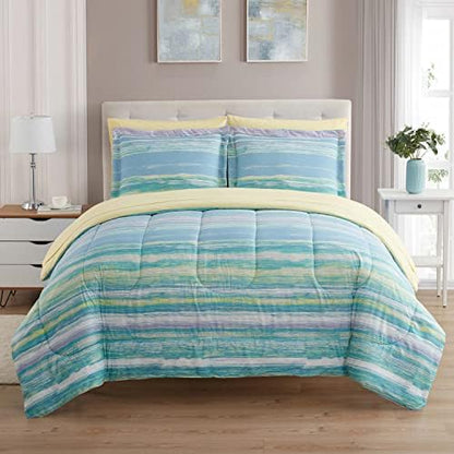 Sweet Home Collection 7 Piece Comforter Set Bag Solid Color All Season Soft Down Alternative Blanket & Luxurious Microfiber Bed Sheets, Sorento, King