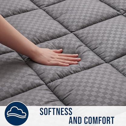 OLANLY California King Quilted Fitted Mattress Pad, 72" x 84", Dark Grey