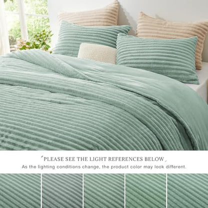 EXQ Home Fluffy Comforter Set Twin Size,2 Pieces Bed Set,Sage Green